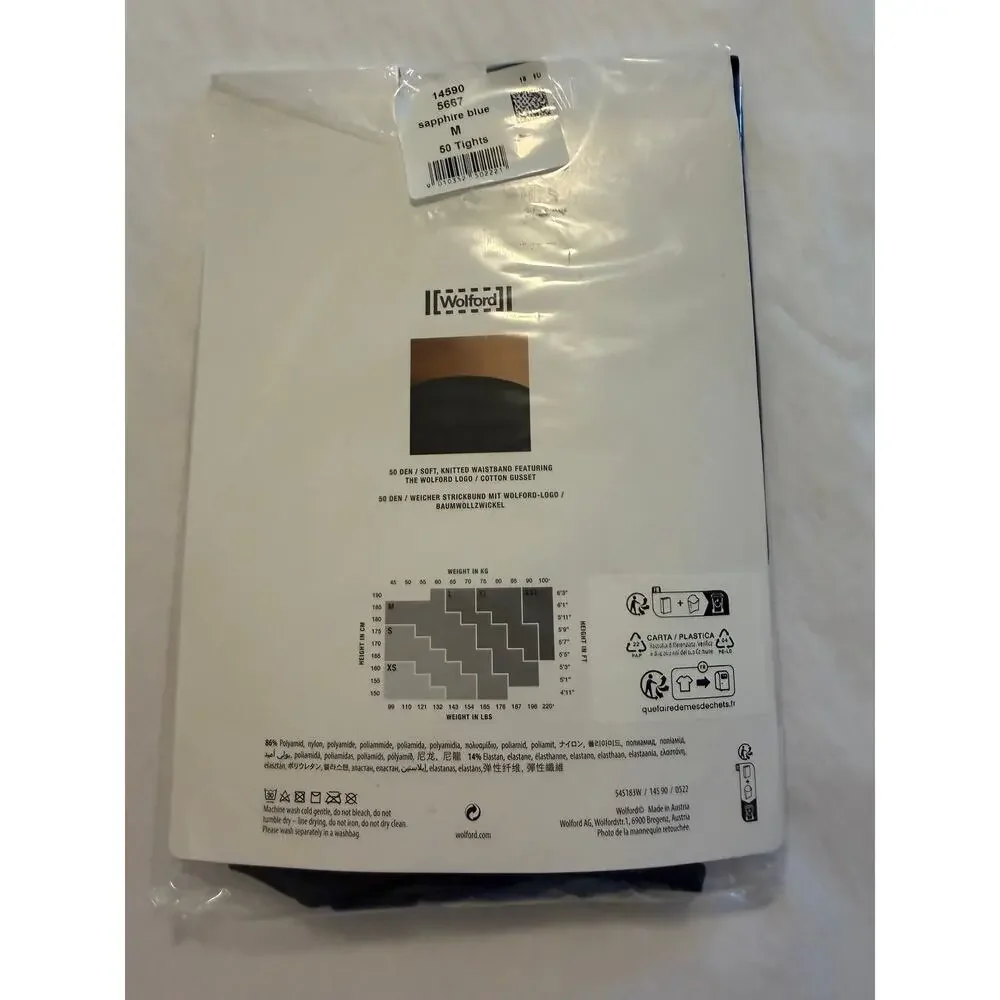 Wolford Sapphire Blue 50 Denier Tights Size M